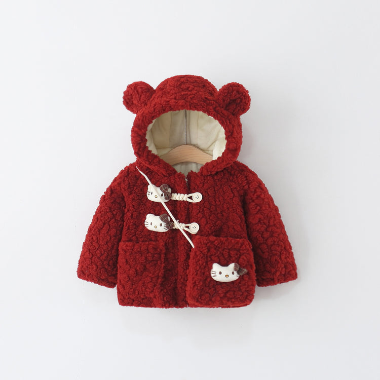 Girls' Winter Cartoon Hooded Warm Coat