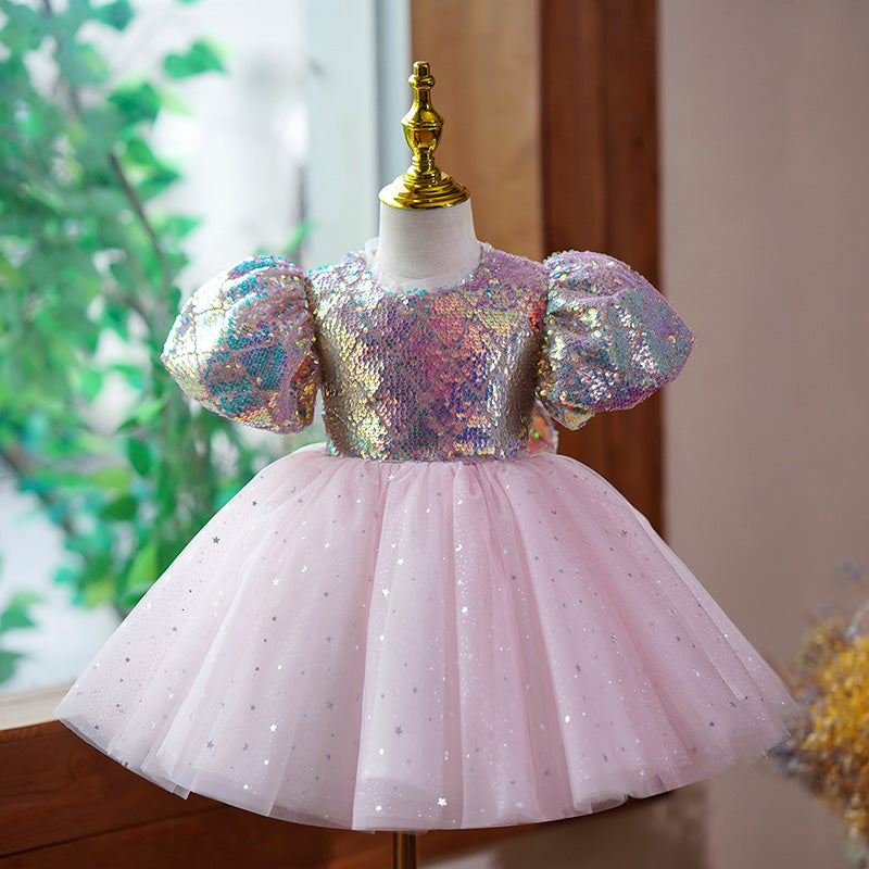Cute Girls  Prom Dress Sequins Toddler Pageant Birthday Princess Dress