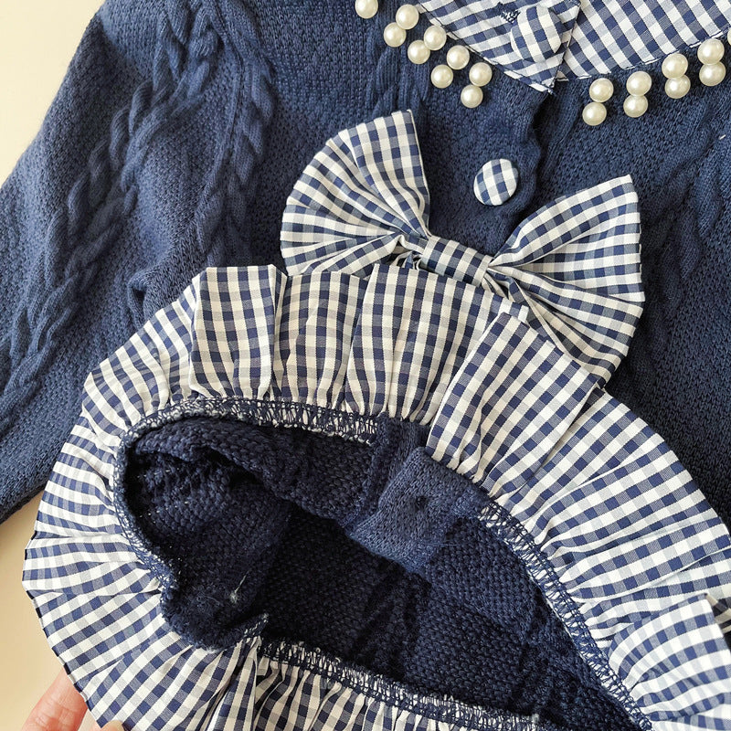 Girls' Autumn New Sweater and Pants Two-piece Set