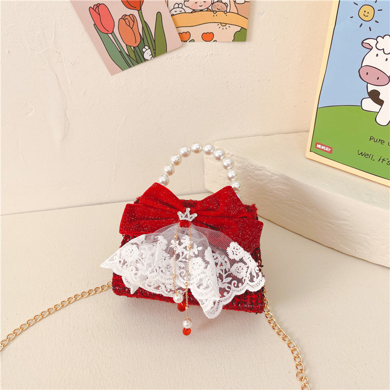 Cute Christmas Girls Pearl Handbag Girls Chain Coin Purse