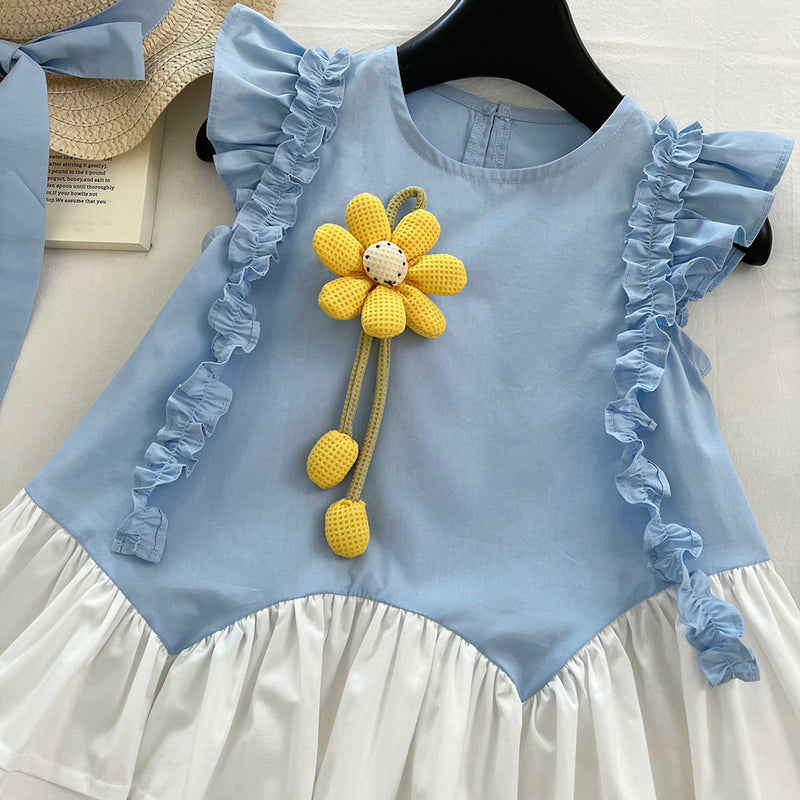 Girls Summer New Flower Splicing Princess Dress
