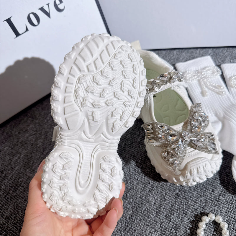 Autumn New Girls Sports Rhinestone Breathable Princess Shoes