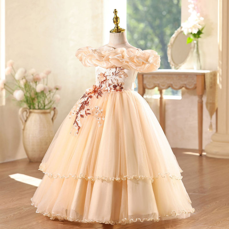 Girls Beauty Pageant Dress Flower Girl Wedding Princess Dress Children's Birthday Dress