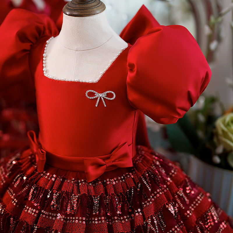 Girl Christmas Dress Toddler Prom Dress Girl Party Pageant Sequin Big Bowknot Fluffy Princess Dress, Red / 0-1 Year (80cm) Girl Christmas Dress Toddler Prom Dress Girl Party Pageant Sequin Big Bowknot Fluffy Princess Dress, Red / 0-1 Year (80cm)
