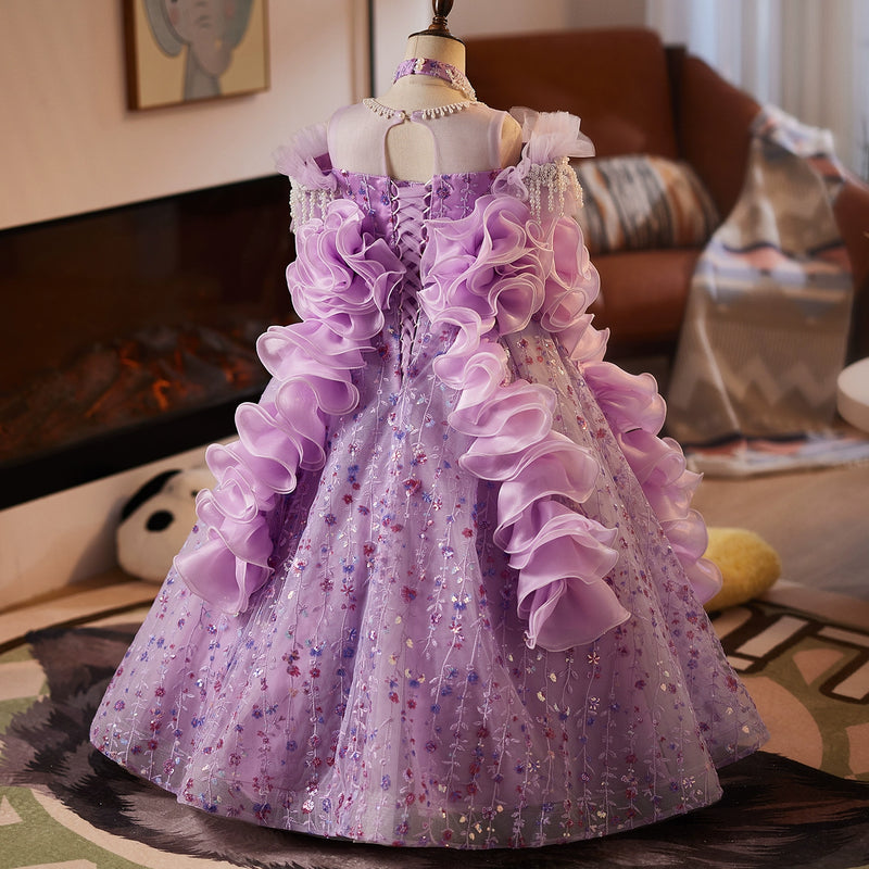 Girls Birthday Purple Dress Children's Wedding Dress Girls Prom Dress