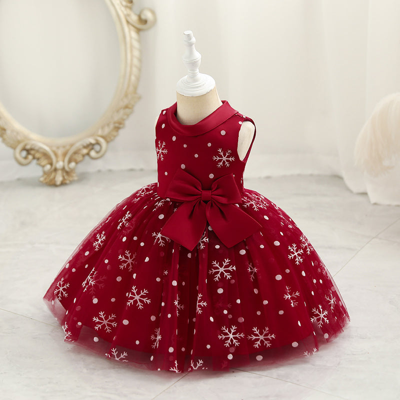 Little Girl Dress Toddler Prom Beaded Round Neck Sleeveless Puffy Princess Dress
