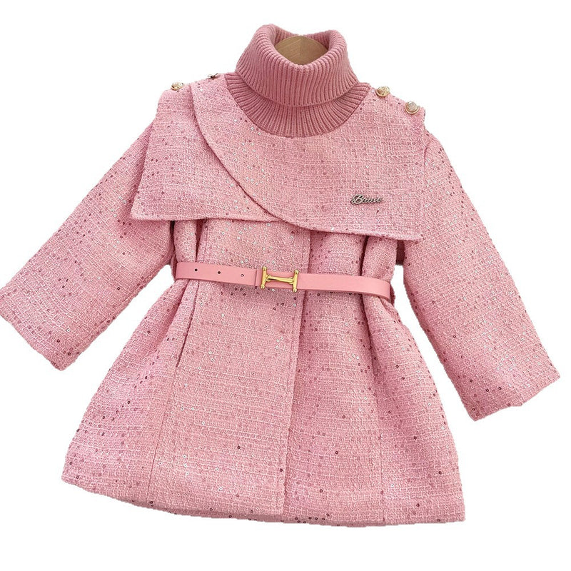 Girls New Winter Warm Round Neck Coat