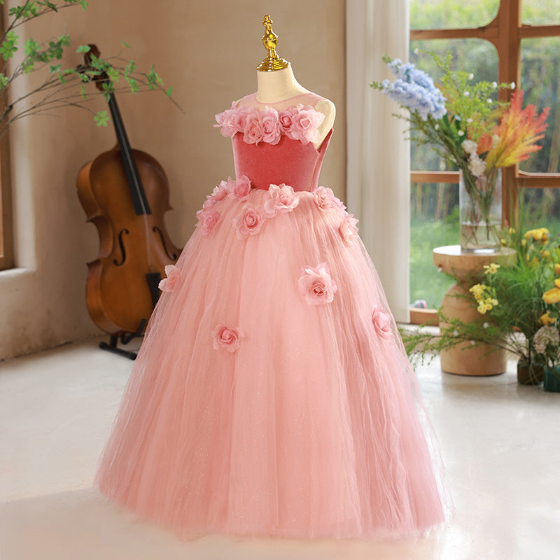 Children's Dress Pink Birthday Princess Dress Children's Dress Pink Birthday Princess Dress
