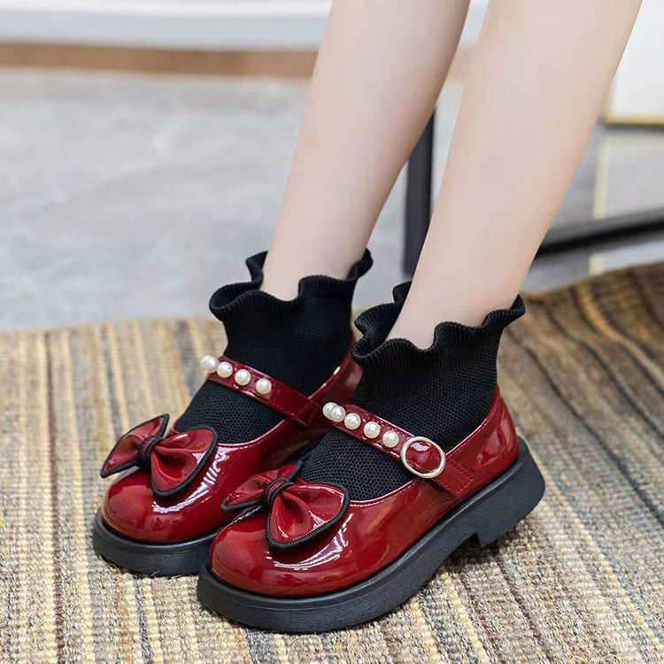 Baby Winter Princess Leather Boots Plus Velvet Red Boots