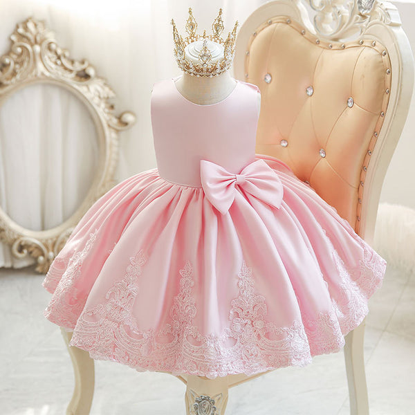 Toddler Birthday Party Wedding Christening Bow Fluffy Princess Dress