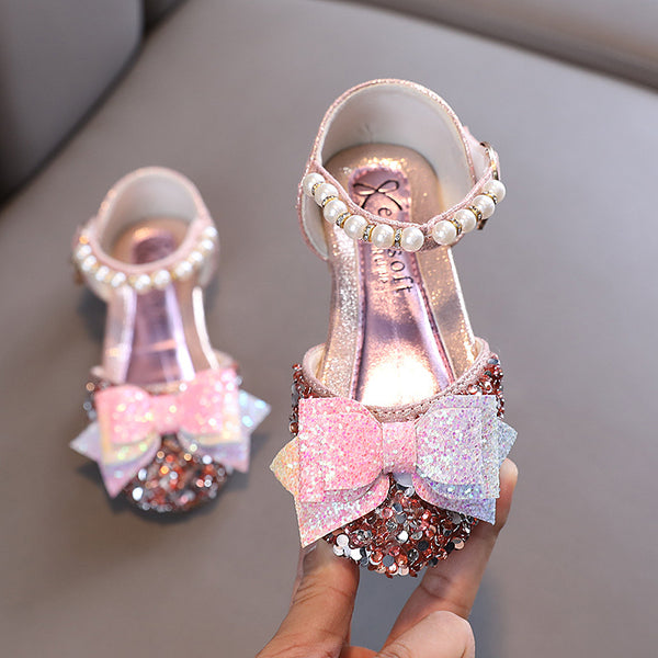 Cute Girls Bow Tie Beauty Pageant Sequins Princess Shoes