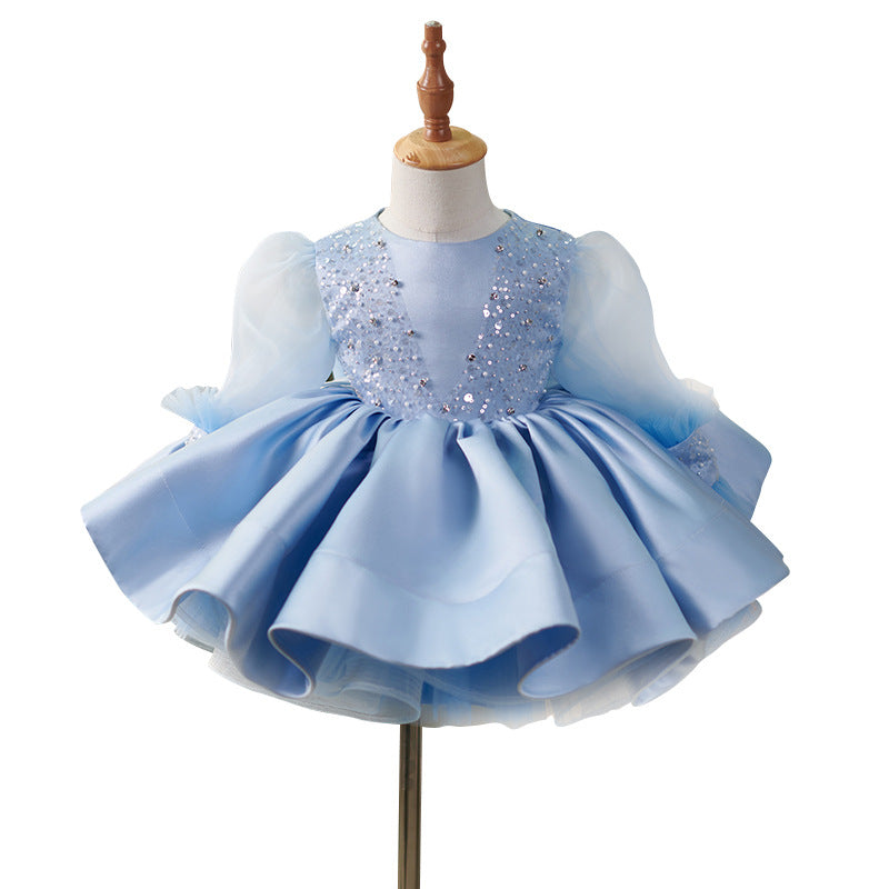 Girls Party Christmas Blue Puffy Princess Dress marryshe Girls Party Christmas Blue Puffy Princess Dress marryshe