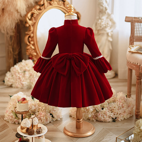 Girls Christmas Dress Baby Red Birthday Princess Dress Flower Girl Wedding Dress