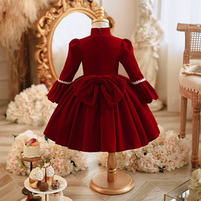 Girls Christmas Dress Baby Red Birthday Princess Dress Flower Girl Wedding Dress