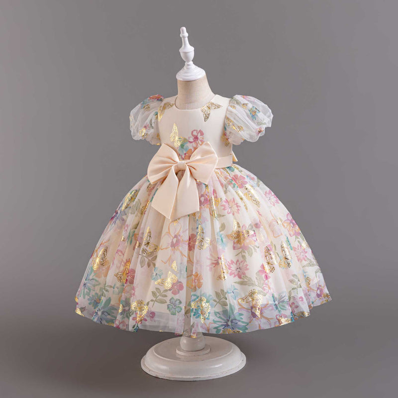 princess print dress Girls Sequin Print Cold Shoulder Gown by Tiffany Princess 13668 16 / Sky