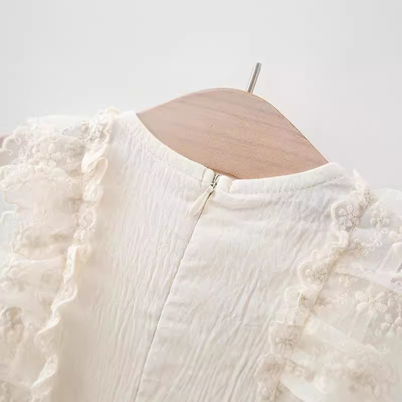 New Summer Girls Solid Color Lace Princess Dress