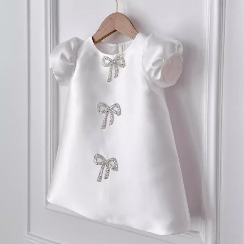 White Baby Girls  Christening Dress  Toddler Birthday Festival Princess Dress