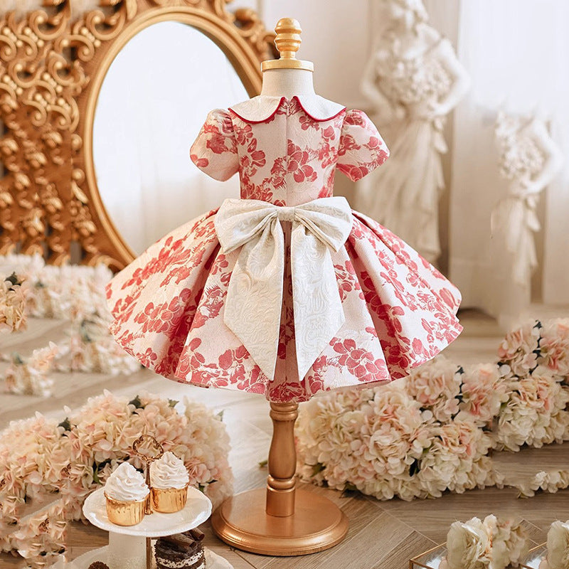 Baby Girl Red Birthday Dress Princess Dress Flower Girl Wedding Dress