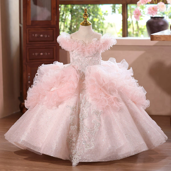 Children's Ball Gowns Girls Birthday Pink Princess Dress Girls Party Dress