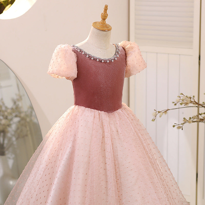 Pink Princess Dress with Beaded Birthday Dress marryshe Pink Princess Dress with Beaded Birthday Dress marryshe