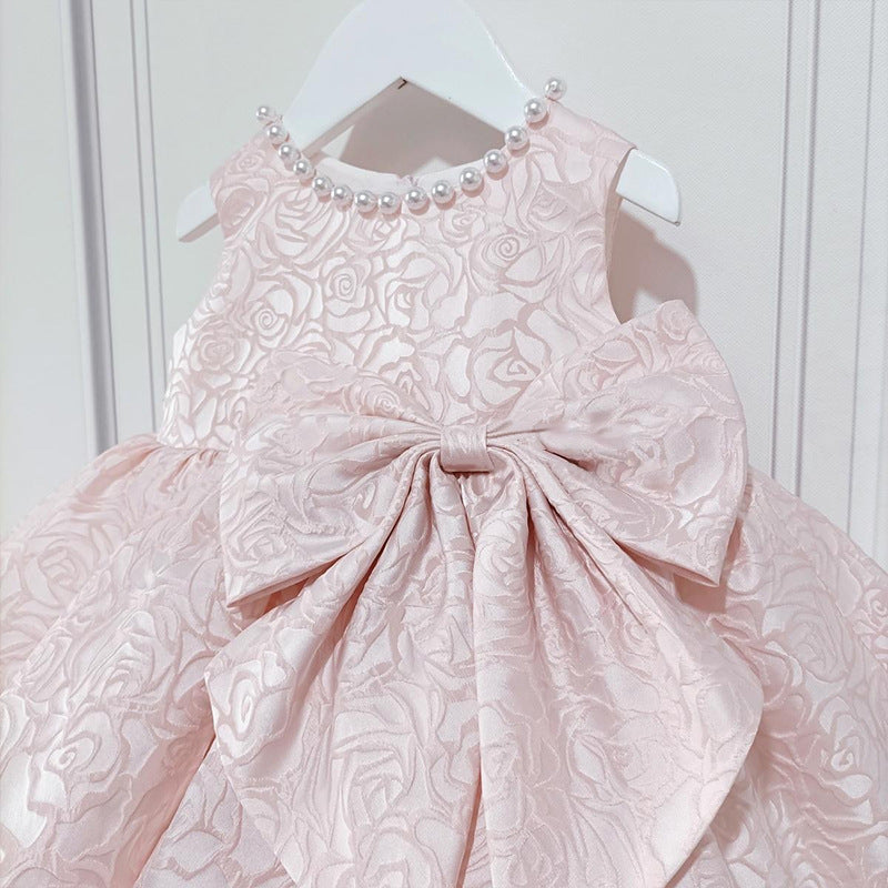 Cute Baby Girl Printing Bow-knot Birthday Party Princess Dress