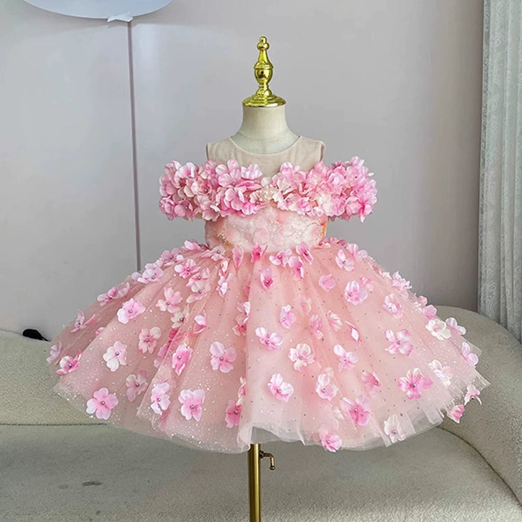 Flower Girl Pink Dress Girls Birthday Princess Dress