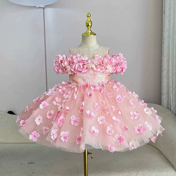 Flower Girl Pink Dress Girls Birthday Princess Dress