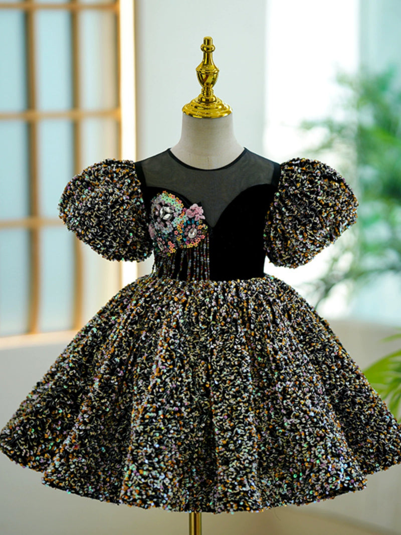 Elegant Baby Girls Black Sequins Pageant Birthday Party Princess Dress, Black / 7-8 Years (140cm) Elegant Baby Girls Black Sequins Pageant Birthday Party Princess Dress, Black / 7-8 Years (140cm)