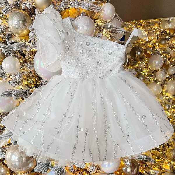Cute Baby Girl Sequin Christening Dress Toddler Birthday Pageant Princess Dress