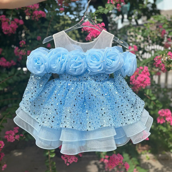Children's Elegant Sequined Dress Flower Girl Princess Dress Girl Birthday Dress