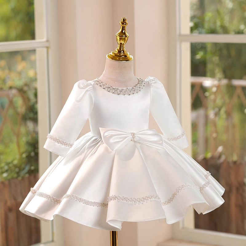 Girls Communion Dress Flower Girl White Wedding Dress Children's Birthday Princess Dress