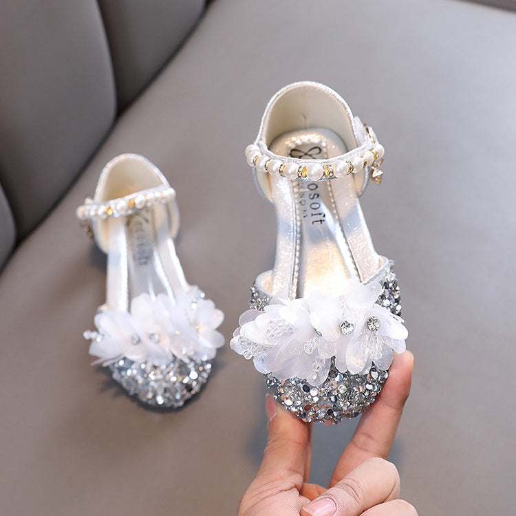Girls Princess Diamond Shoes Leather Shoes Dance Shoes