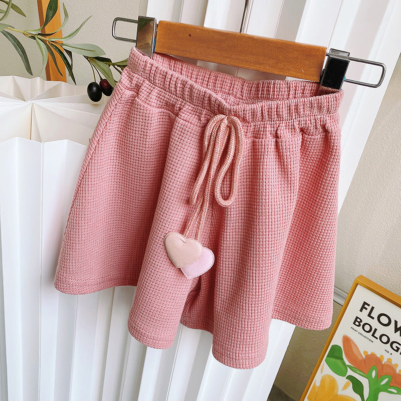 Pink Sleeveless Letter Top and Shorts Two-piece Set