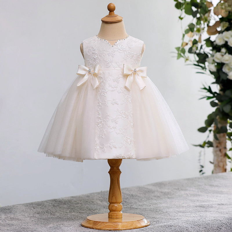 Toddler bow-knot lace Pageant princess dress