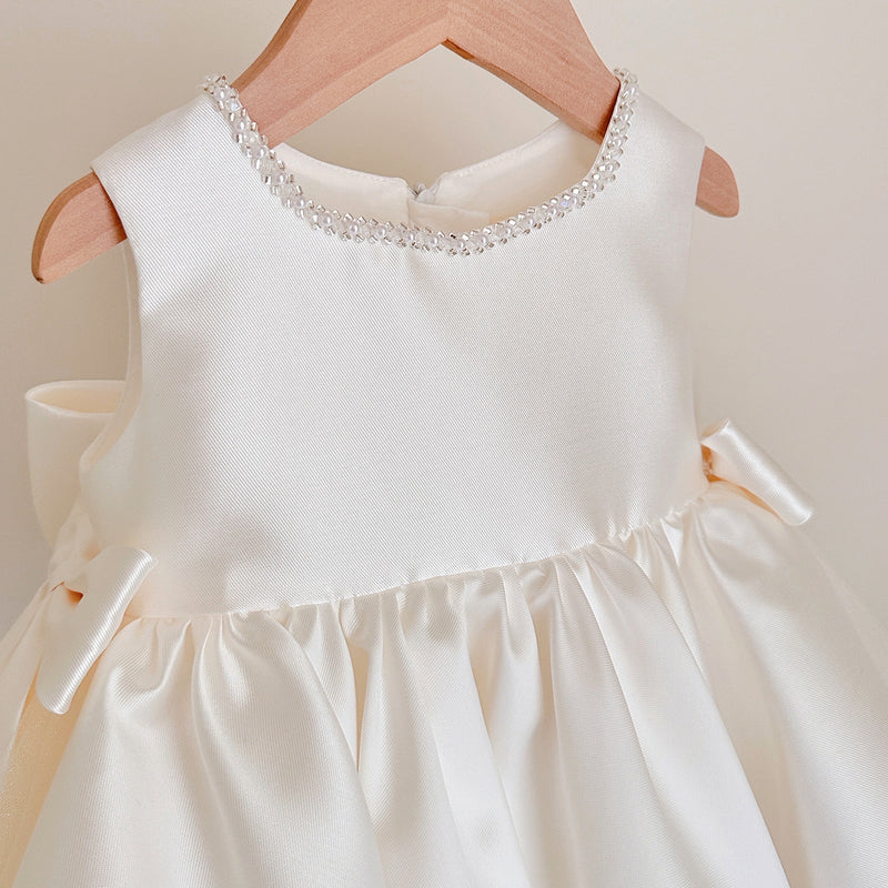 Girls' Communion Dresses Girls' Bow Satin Dresses Flower Girl Dresses