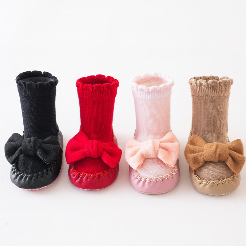 Baby Non-slip Mid-calf Bow Princess Shoes
