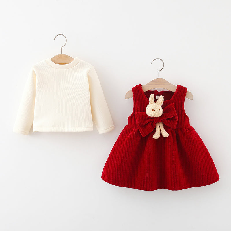 Girls Christmas Dresses Baby Girls Bunny Doll Dresses