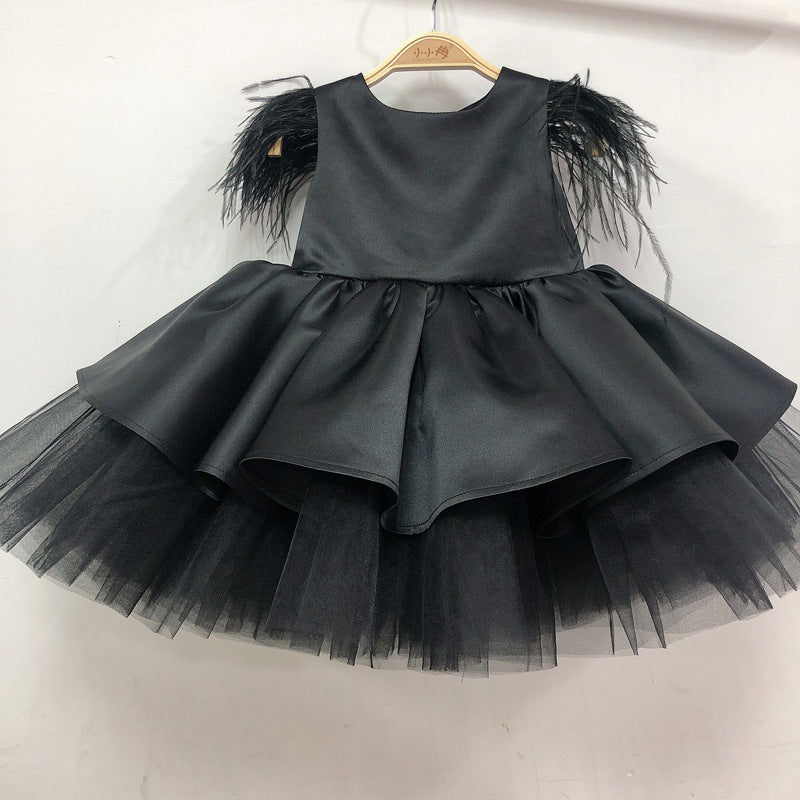 Elegant Baby Girl Black Tassel Princess Dress Toddler Baptism Dresses
