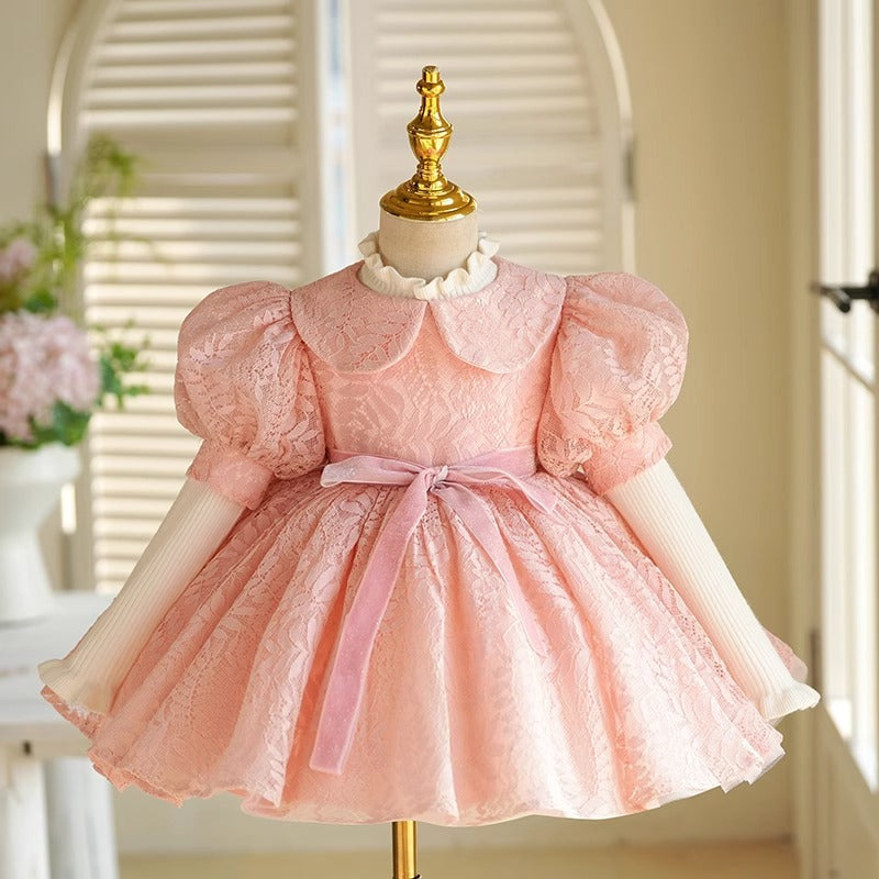 pink fancy dress Love Shack Love Shack Fancy- Nerida Dress- Cherry greek tulle and satin Flower Girl Pink Wedding Dress
