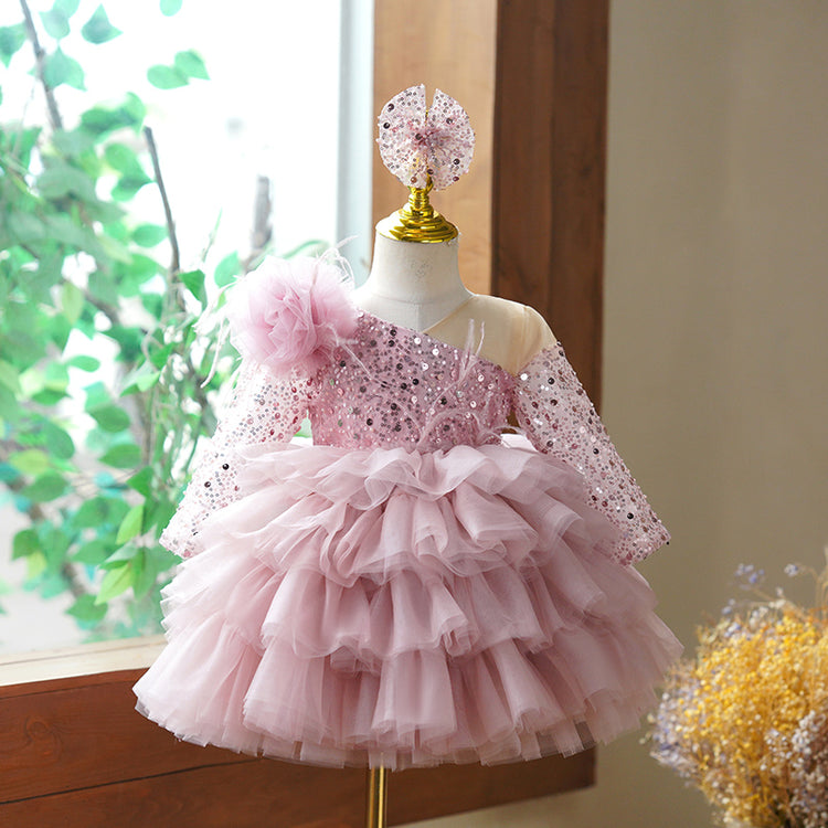 Baby Cute Girl Puffy Piano  Performance Dress Toddler Birthday Party Princess Dress