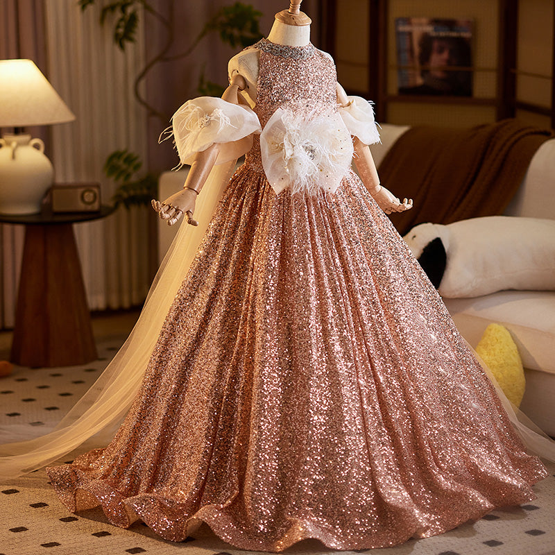 Girls Gold Birthday Dress Girls Beauty Pageant Sequin Princess Dress marryshe Girls Gold Birthday Dress Girls Beauty Pageant Sequin Princess Dress marryshe