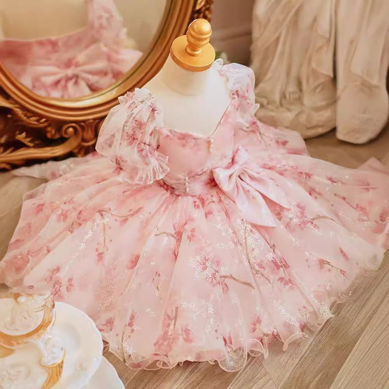 Pink Flower Girl Dress Girl Birthday Princess Dress