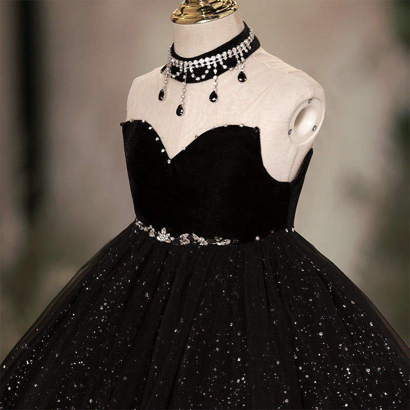 Children's Christening Dress Girls Birthday Black Princess Dress