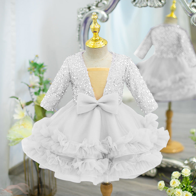 Girl Christmas Dress Lovely Baby Girl Sequin Birthday Dress Toddler Baptism Princess Dress