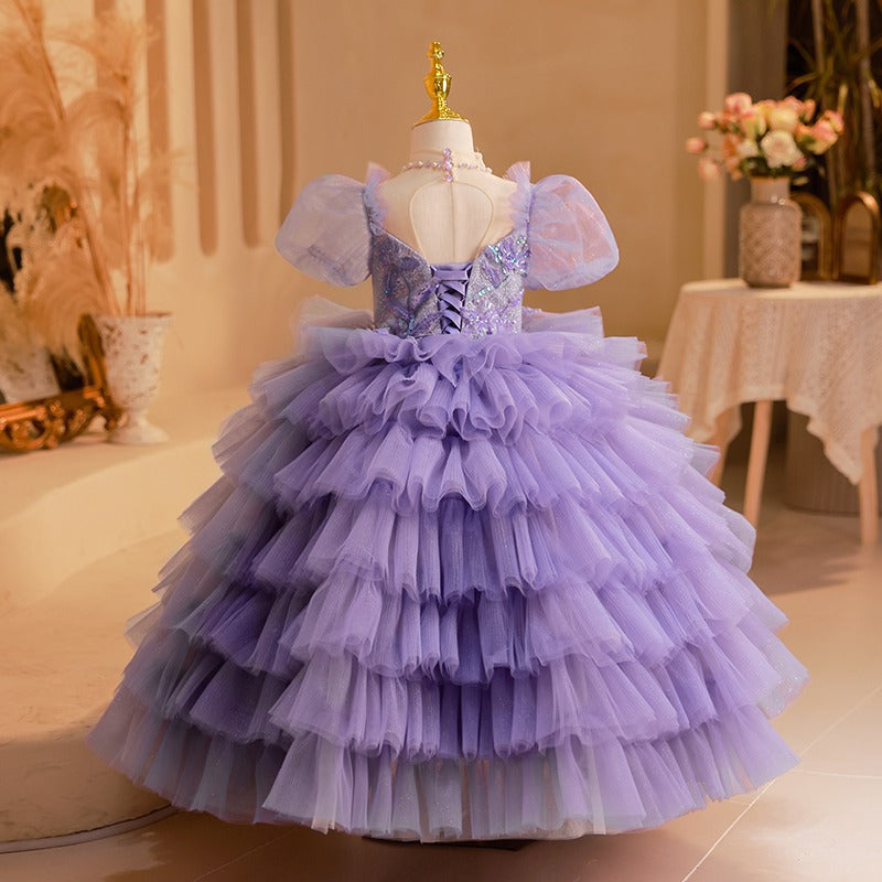 Flower Girl Dress Children Formal Pageant Purple Flower Fluffy Cute Princess Dress Flower Girl Dress Children Formal Pageant Purple Flower Fluffy Cute Princess Dress