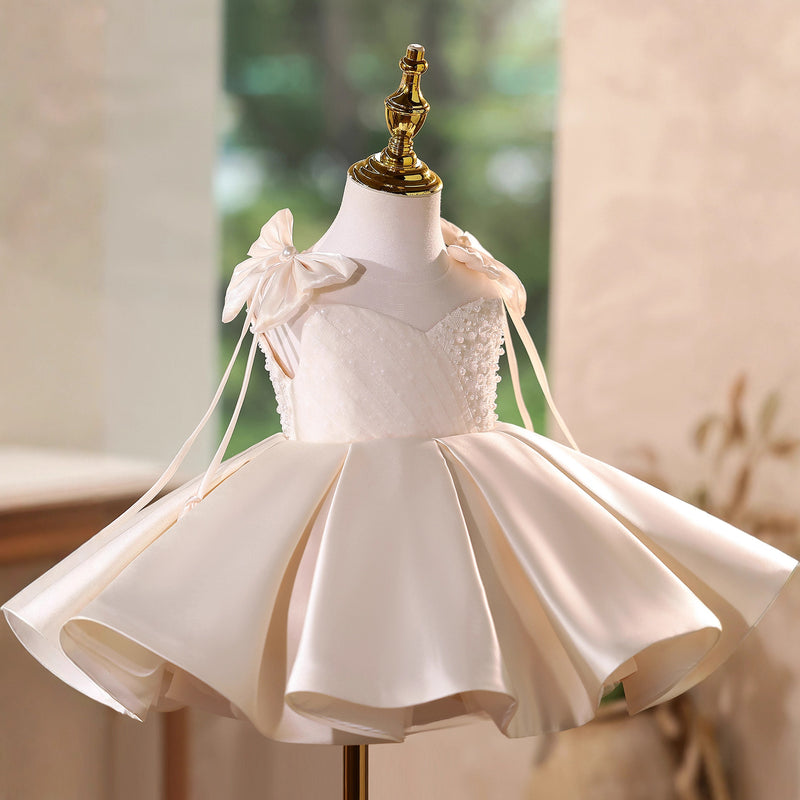 Girls Christmas Dress Flower Girl Princess Dress Girls Birthday Dress, Champagne / 7-8 Years (140cm)