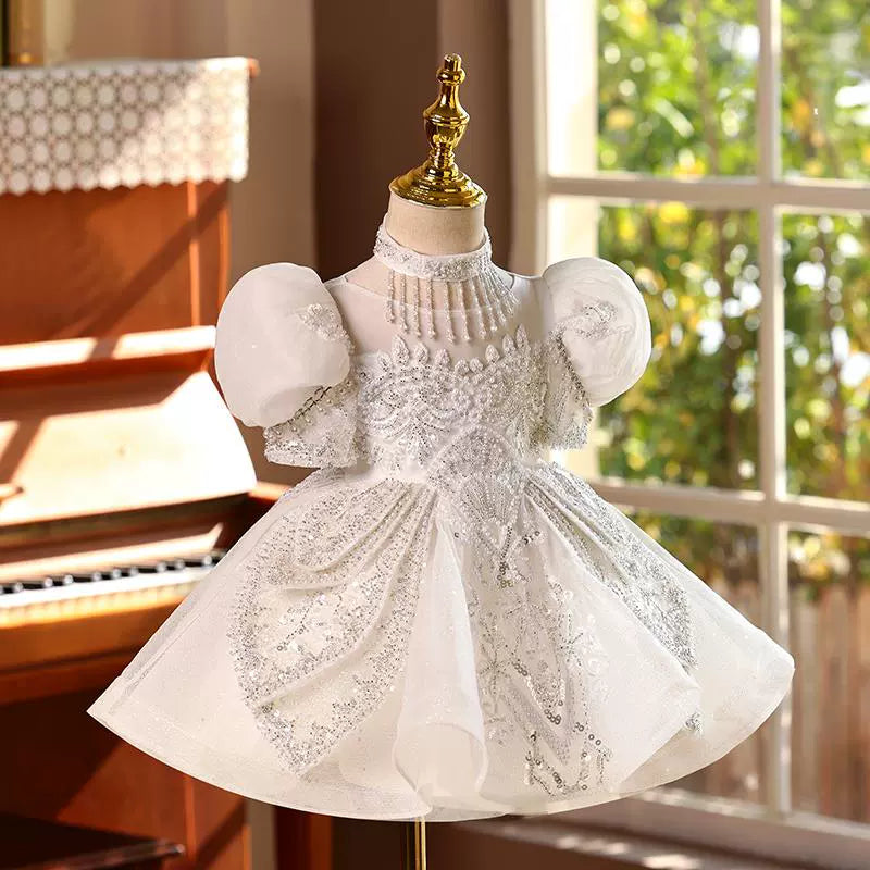 Girls White Birthday Princess Dress Flower Girl Wedding Dress