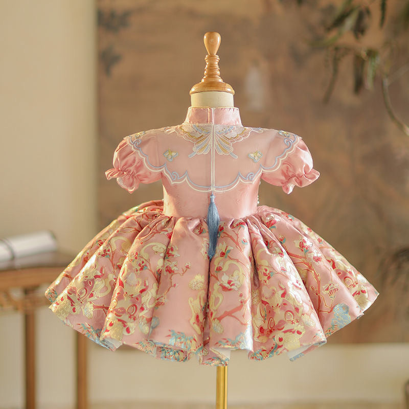 Pink Baby Birthday Dress Girl Communion Princess Dress Flower Girl Dress