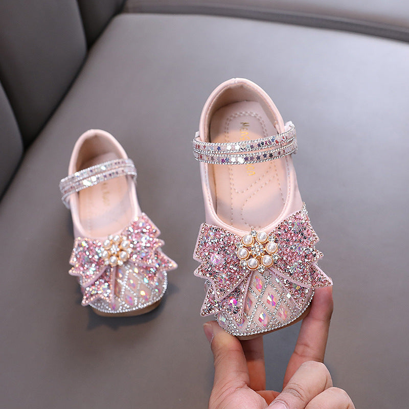 Summer Girls Princess Diamond Leather Shoes