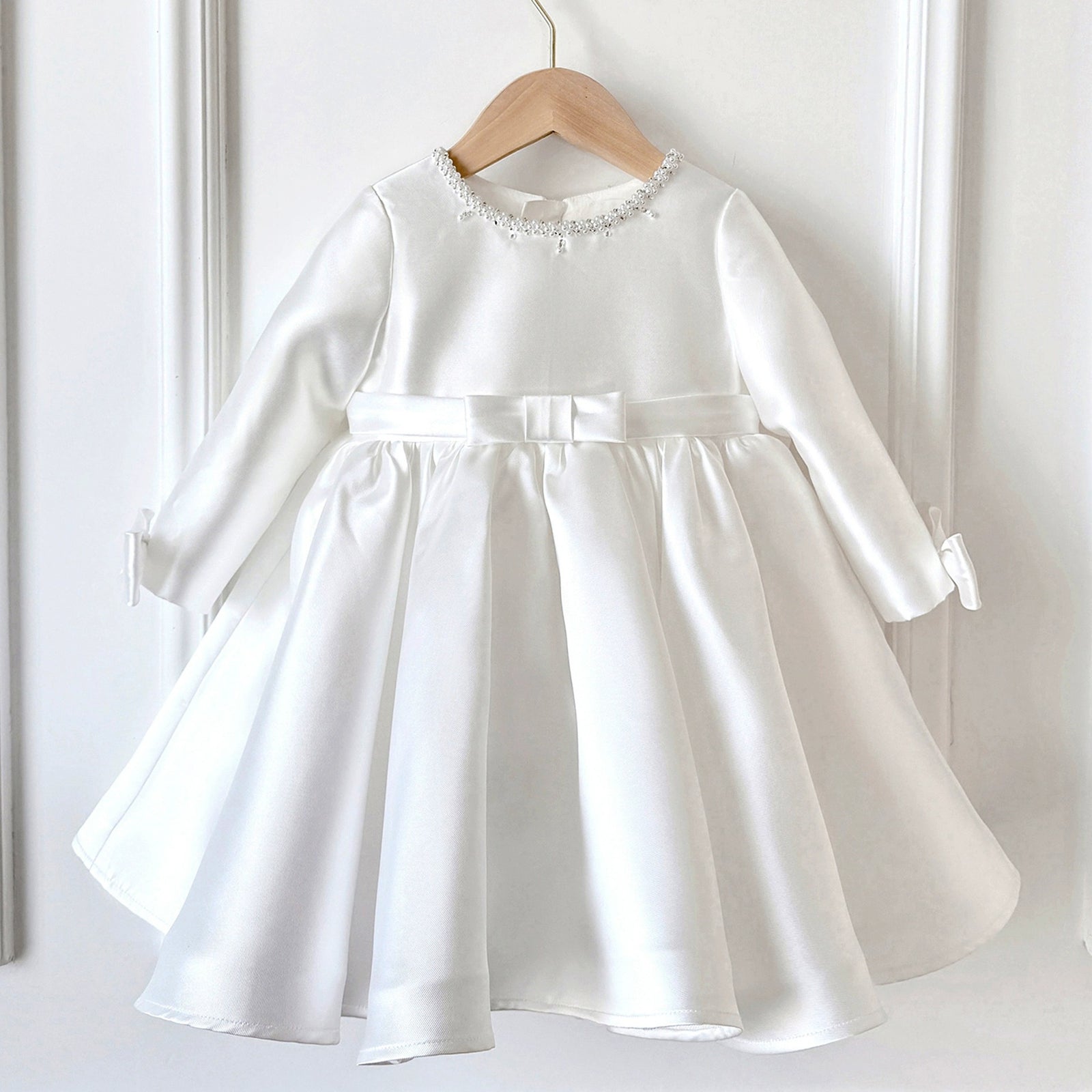 long sleeve newborn dresses Baby Long-Sleeve Ruffle Dress Made with Organic Cotton in Desert Mauve - Little Planet